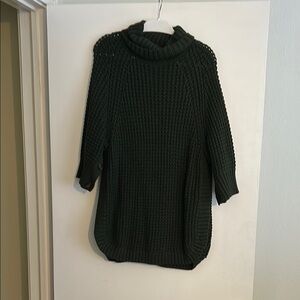 Women's Dark Green Turtleneck Sweater